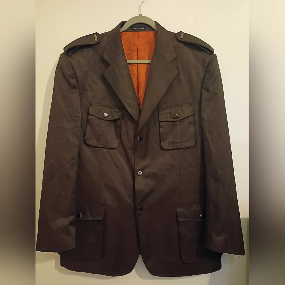 Cigar Couture Elegant Men's Chocolate Brown Suit Cargo Pants Blazer 2XL Pants 40